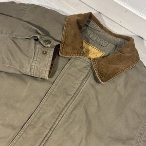 Sonoma Chroe Barn Field Jacket Corduroy Collar Coat Olive Flannel Lined Size M